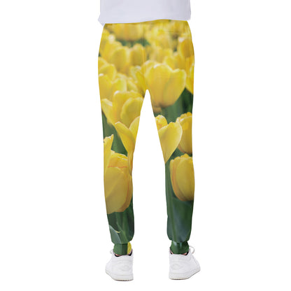 Yellow Tulip Print Scuba Joggers