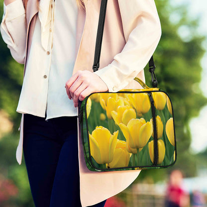 Yellow Tulip Print Shoulder Strap Bible Bag