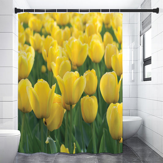 Yellow Tulip Print Shower Curtain