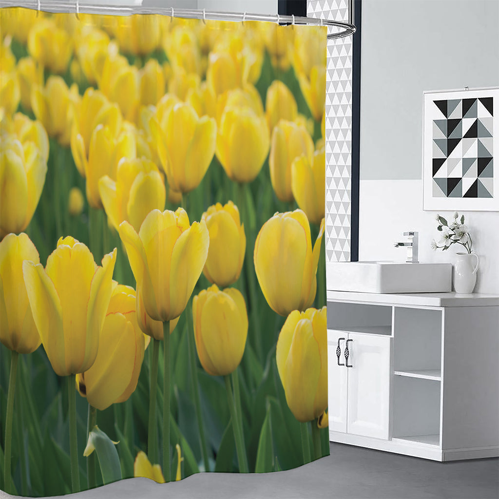 Yellow Tulip Print Shower Curtain