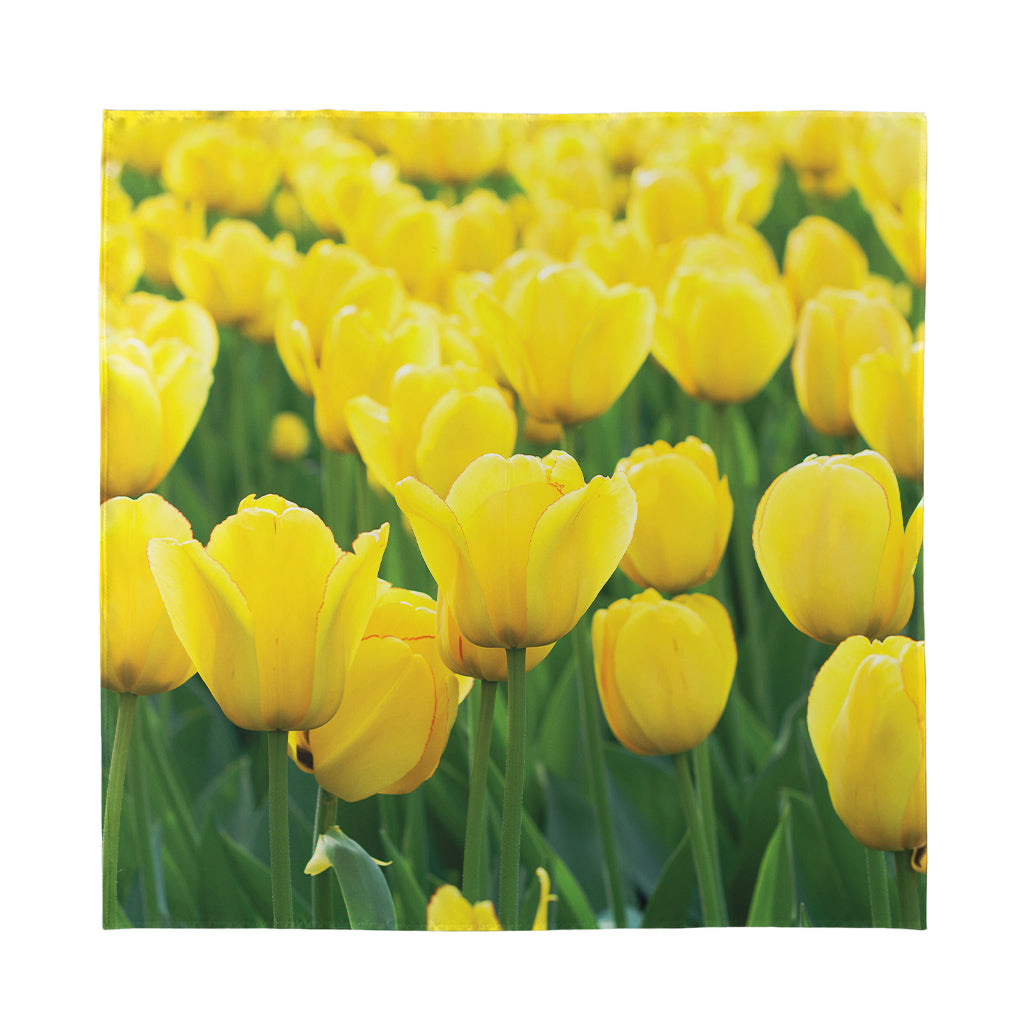 Yellow Tulip Print Silk Bandana