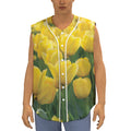 Yellow Tulip Print Sleeveless Baseball Jersey