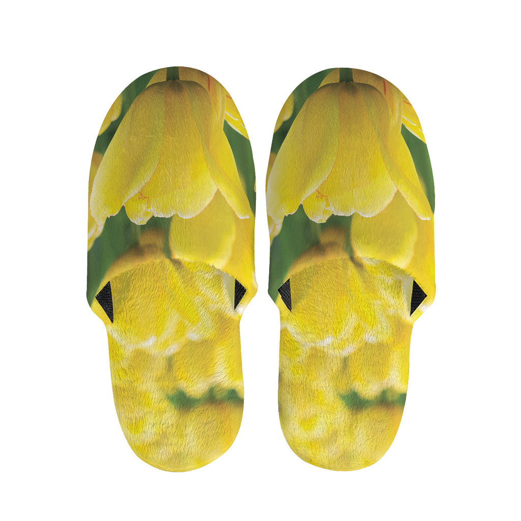 Yellow Tulip Print Slippers
