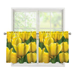 Yellow Tulip Print Tier Curtains