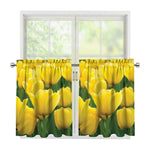 Yellow Tulip Print Tier Curtains
