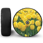 Yellow Tulip Print Tire Cover With Camera Hole