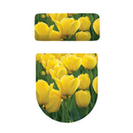 Yellow Tulip Print Toilet Lid And Tank Cover Set