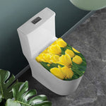 Yellow Tulip Print Toilet Lid Cover