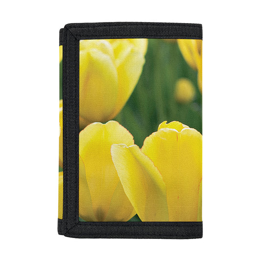 Yellow Tulip Print Trifold Wallet