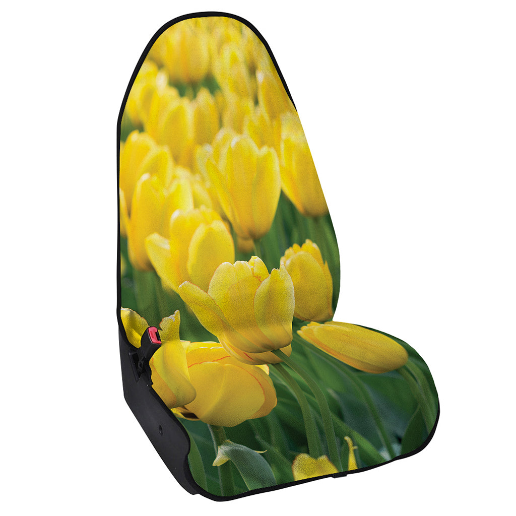 Yellow Tulip Print Waterproof Car Seat Cover