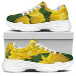 Yellow Tulip Print White Chunky Shoes