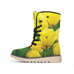 Yellow Tulip Print Winter Boots