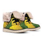 Yellow Tulip Print Winter Boots