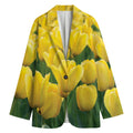 Yellow Tulip Print Women's Blazer