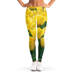 Yellow Tulip Print Women's Leggings