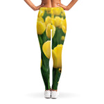 Yellow Tulip Print Women's Leggings