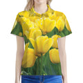 Yellow Tulip Print Women's Polo Shirt