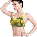 Yellow Tulip Print Women's Sports Bra