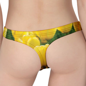 Yellow Tulip Print Women's Thong