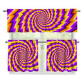 Yellow Twisted Moving Optical Illusion 3 Piece Kitchen Curtains