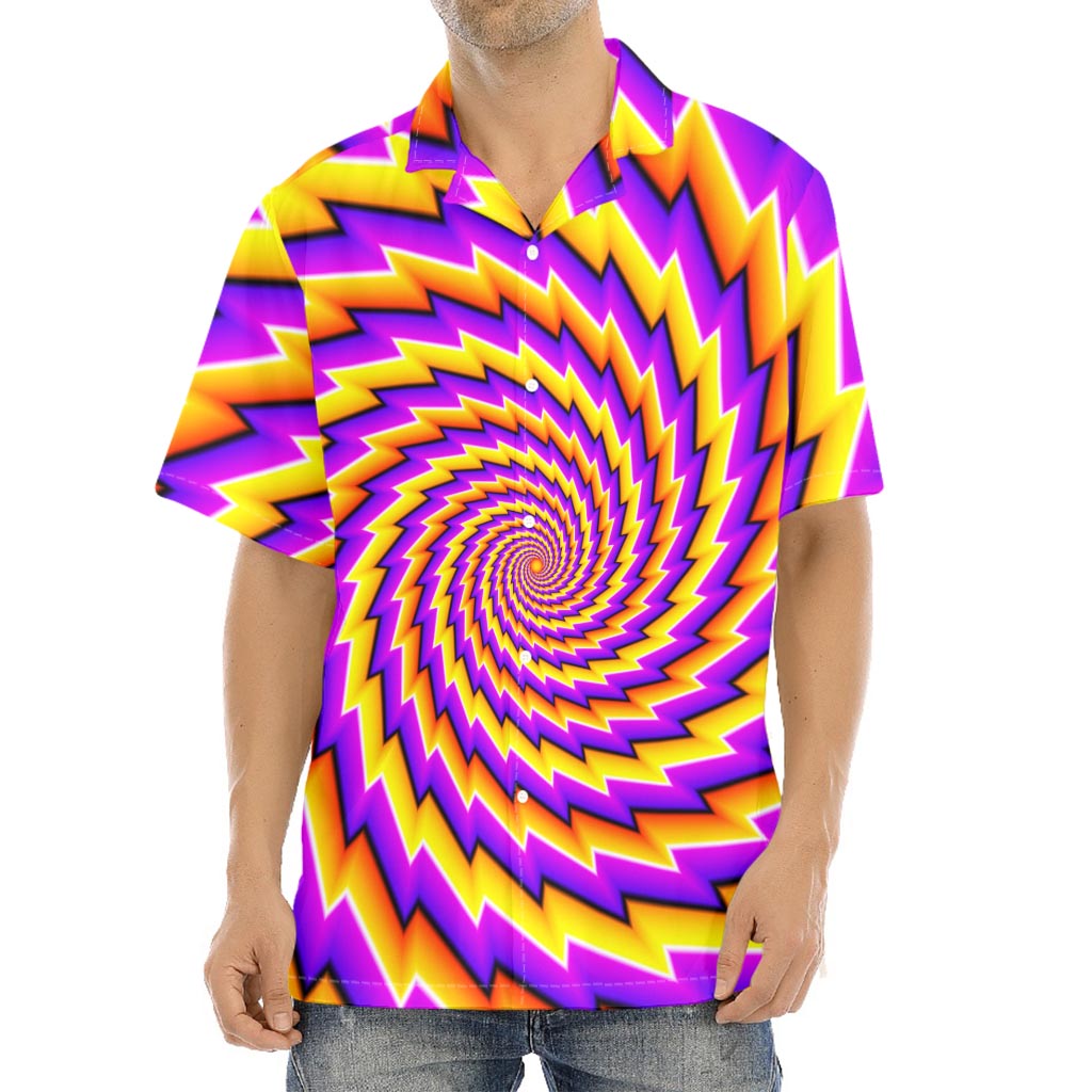 Yellow Twisted Moving Optical Illusion Aloha Shirt