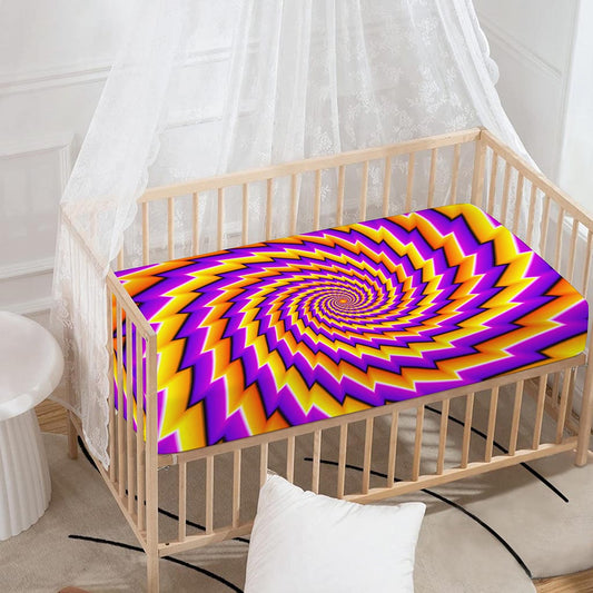 Yellow Twisted Moving Optical Illusion Baby Crib Sheet