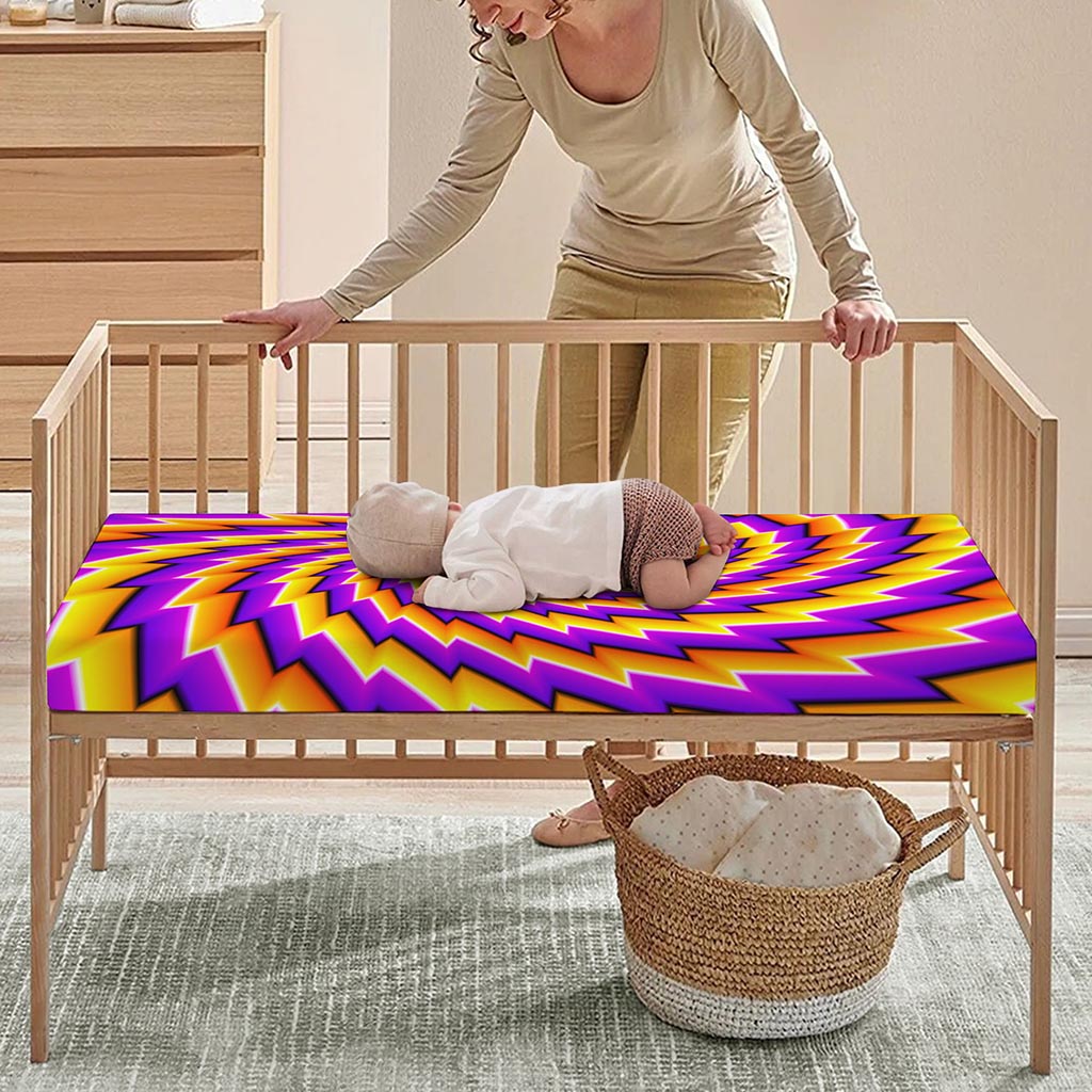 Yellow Twisted Moving Optical Illusion Baby Crib Sheet