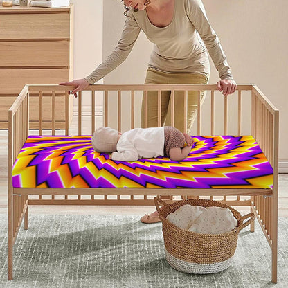 Yellow Twisted Moving Optical Illusion Baby Crib Sheet