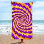 Yellow Twisted Moving Optical Illusion Beach Towel