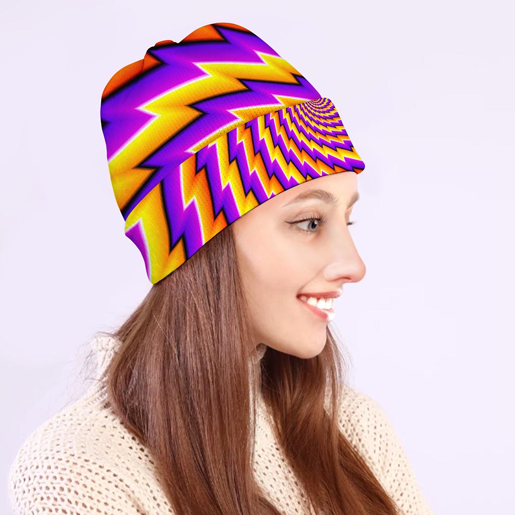 Yellow Twisted Moving Optical Illusion Beanie