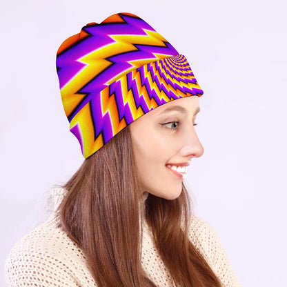 Yellow Twisted Moving Optical Illusion Beanie