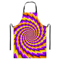 Yellow Twisted Moving Optical Illusion Bib Apron With Pocket