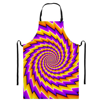 Yellow Twisted Moving Optical Illusion Bib Apron With Pocket