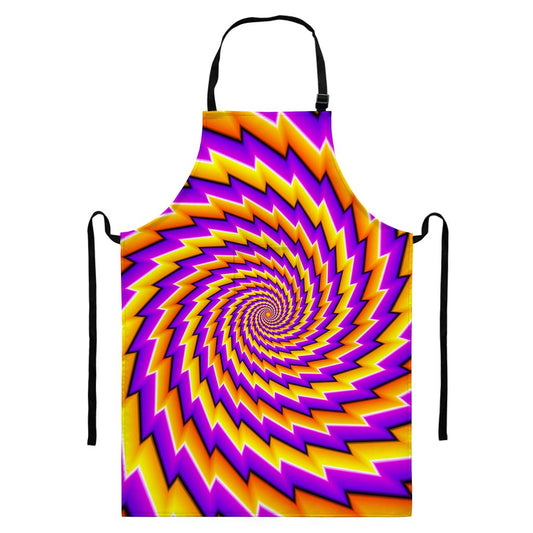 Yellow Twisted Moving Optical Illusion Bib Apron With Pocket