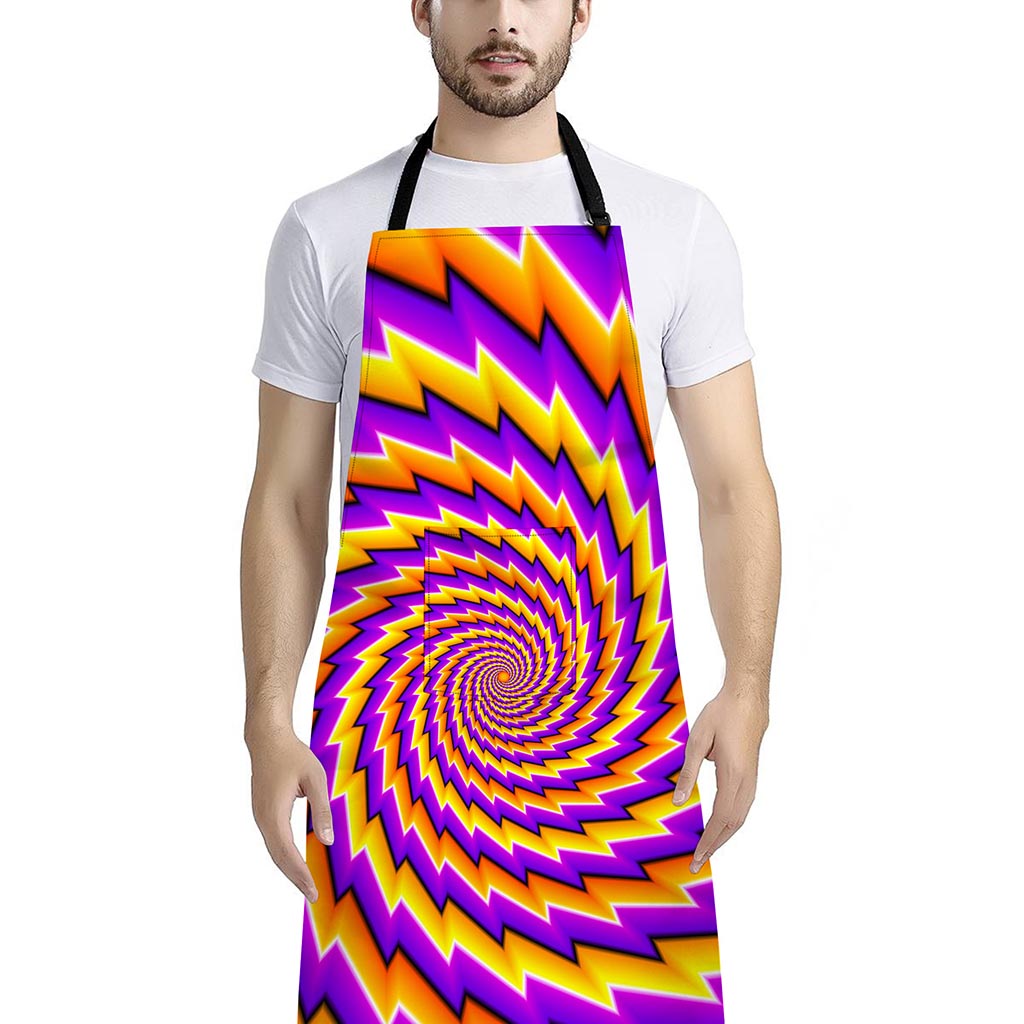 Yellow Twisted Moving Optical Illusion Bib Apron With Pocket