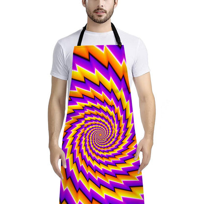 Yellow Twisted Moving Optical Illusion Bib Apron With Pocket