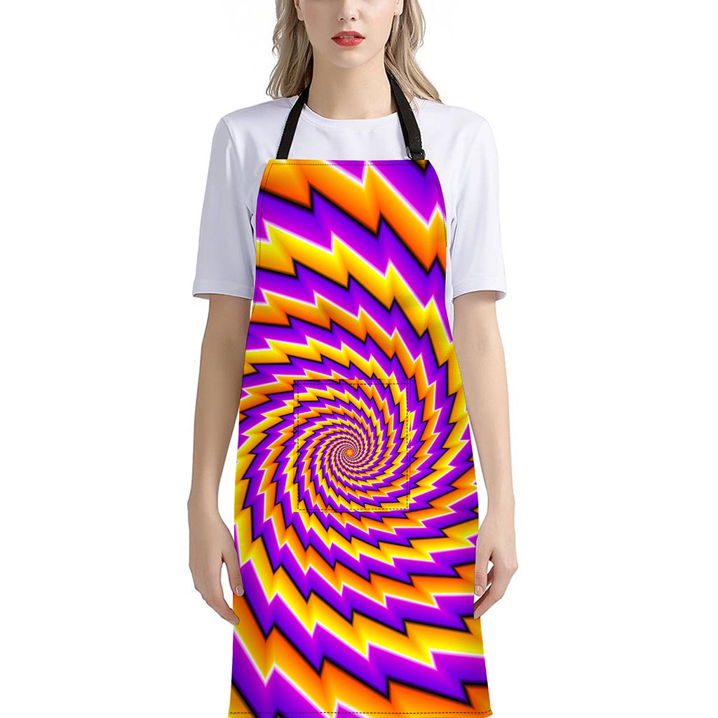 Yellow Twisted Moving Optical Illusion Bib Apron With Pocket