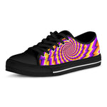 Yellow Twisted Moving Optical Illusion Black Low Top Sneakers