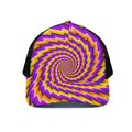 Yellow Twisted Moving Optical Illusion Black Mesh Trucker Hat