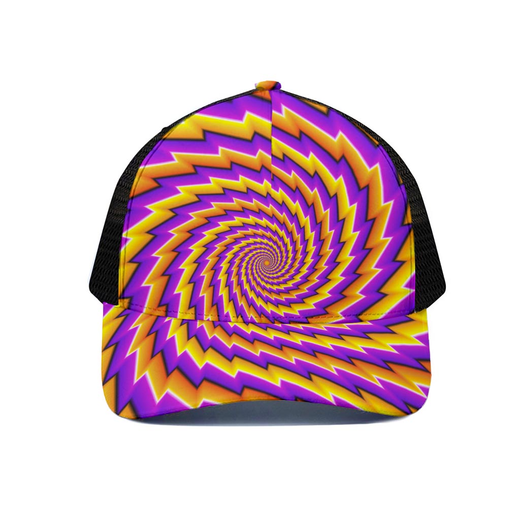 Yellow Twisted Moving Optical Illusion Black Mesh Trucker Cap