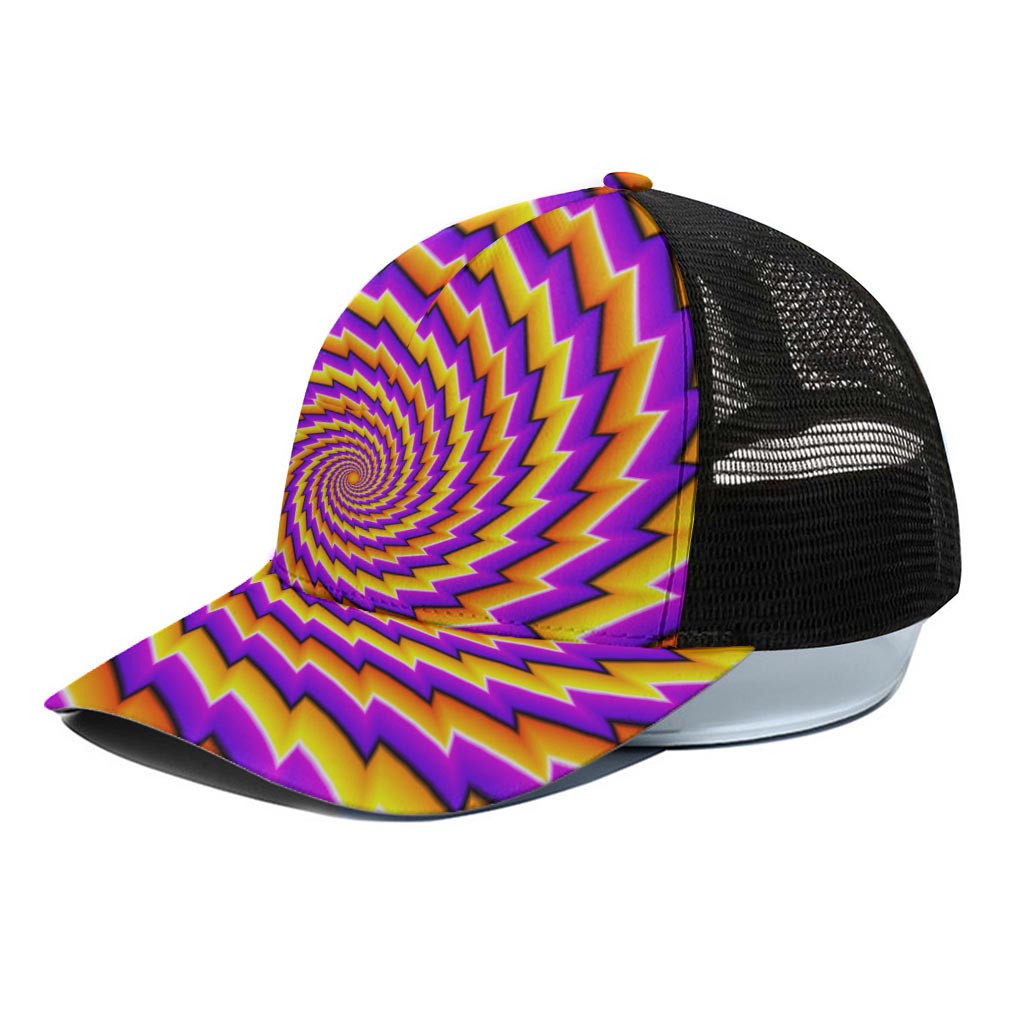 Yellow Twisted Moving Optical Illusion Black Mesh Trucker Cap