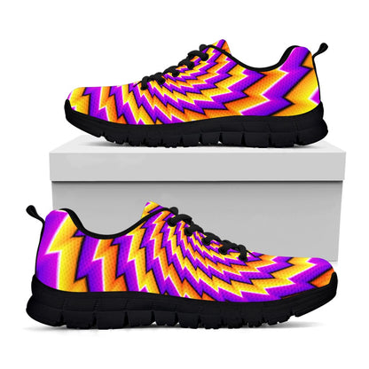 Yellow Twisted Moving Optical Illusion Black Running Shoes