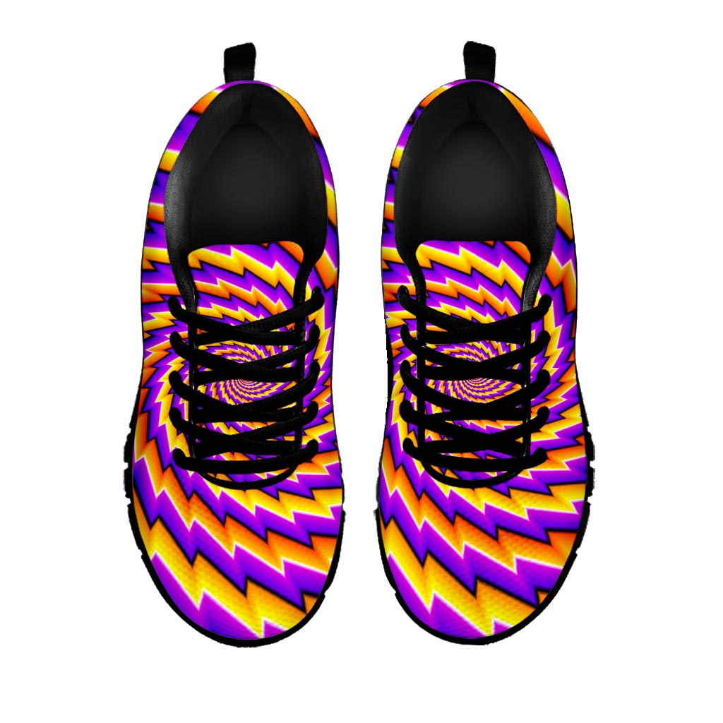 Yellow Twisted Moving Optical Illusion Black Running Shoes