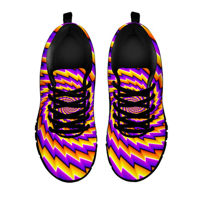 Yellow Twisted Moving Optical Illusion Black Running Shoes