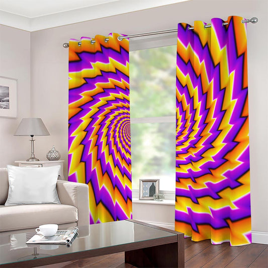 Yellow Twisted Moving Optical Illusion Blackout Grommet Curtains