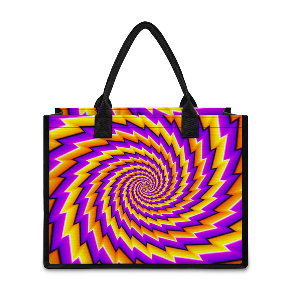Yellow Twisted Moving Optical Illusion Canvas Tote Bag