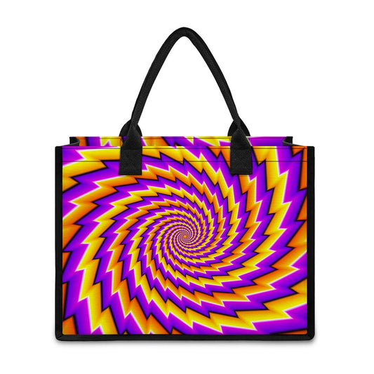 Yellow Twisted Moving Optical Illusion Canvas Tote Bag