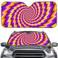 Yellow Twisted Moving Optical Illusion Car Windshield Sun Shade