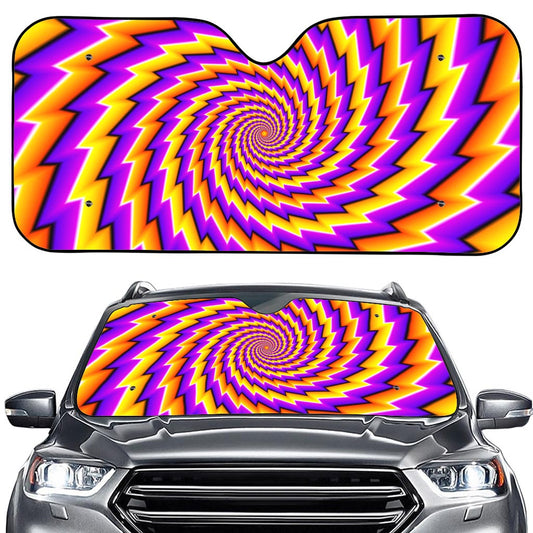 Yellow Twisted Moving Optical Illusion Car Windshield Sun Shade