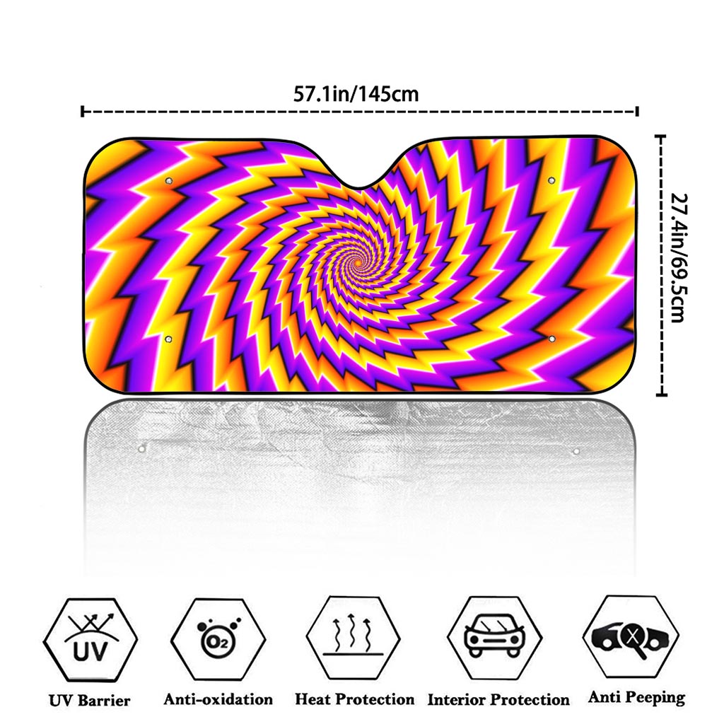 Yellow Twisted Moving Optical Illusion Car Windshield Sun Shade